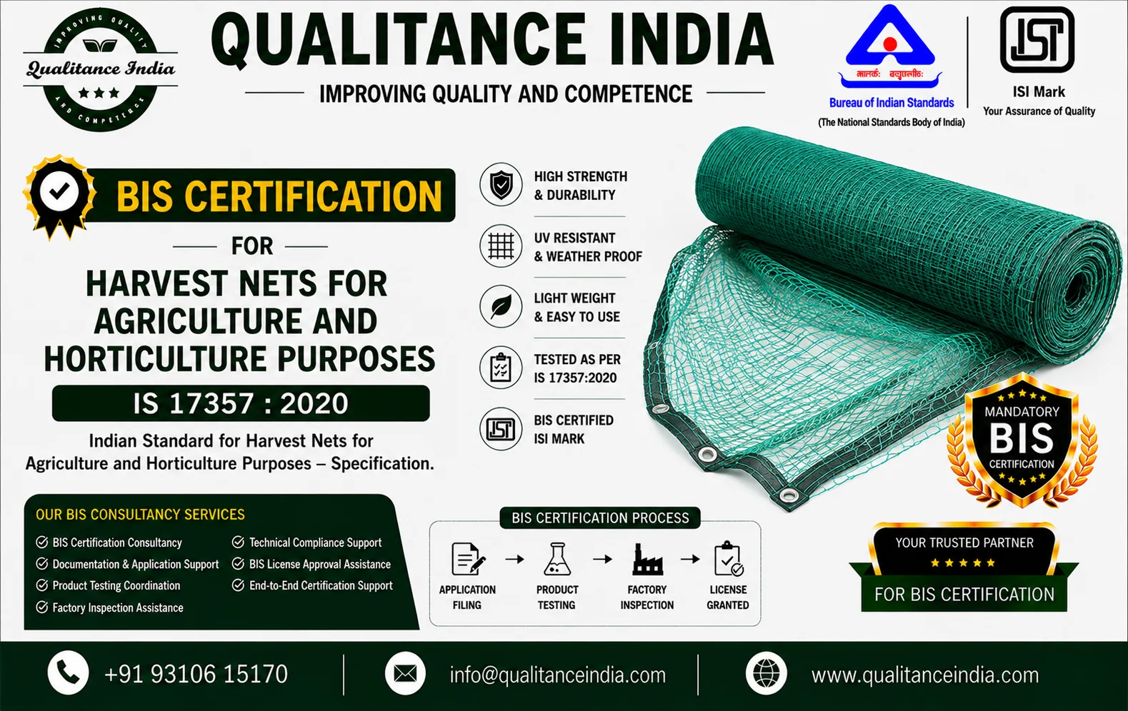 BIS Certification Consultancy for Harvest Nets for Agriculture & Horticulture | IS 17357:2020