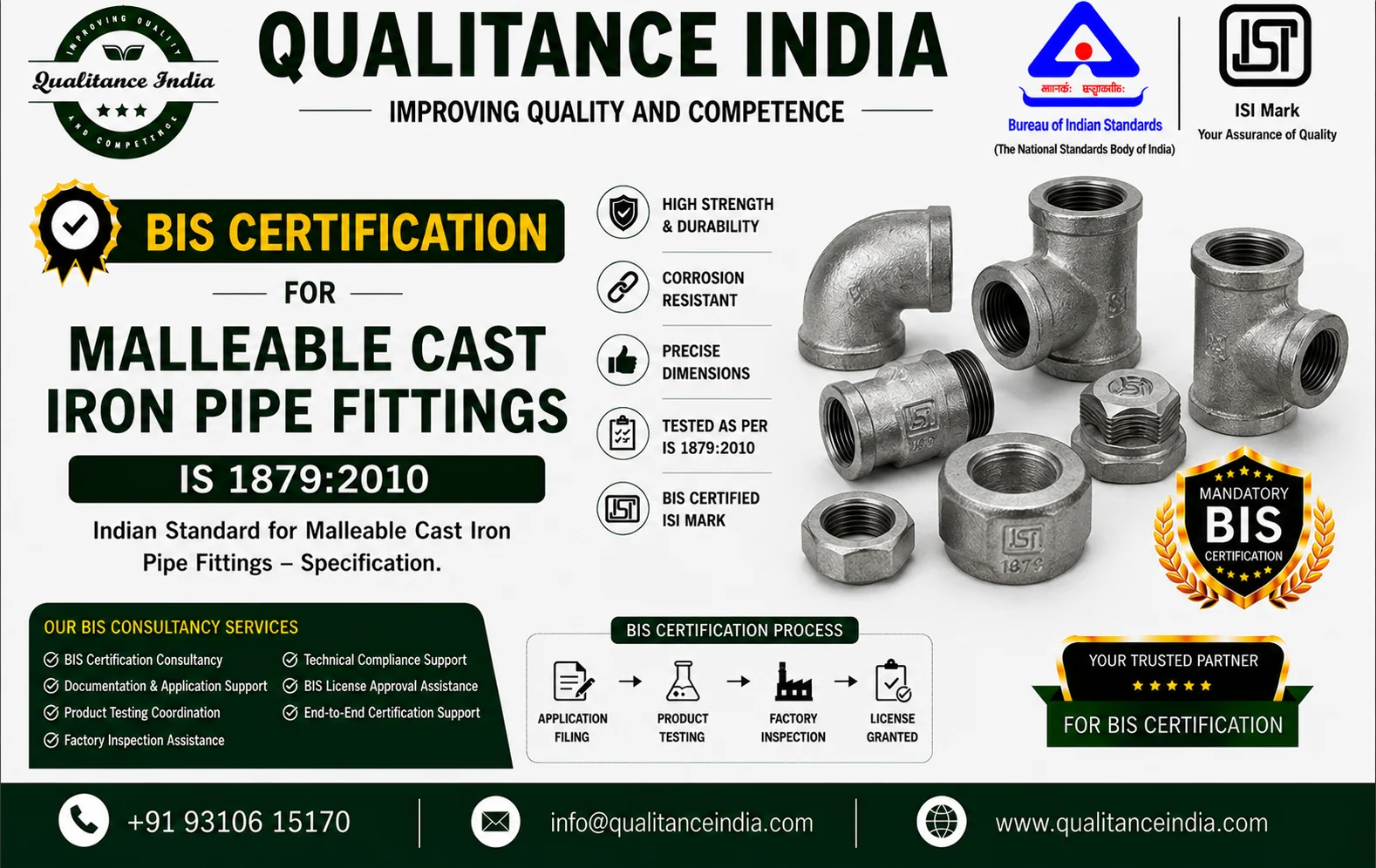 BIS Certification for Malleable Cast Iron Pipe Fittings | IS 1879:2010
