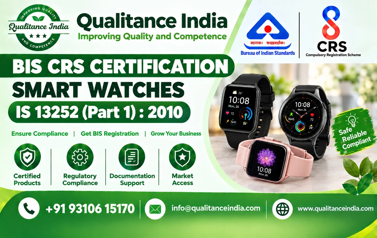 BIS CRS Certification for Smart Watches | IS 13252 (Part 1):2010 | BIS Consultancy