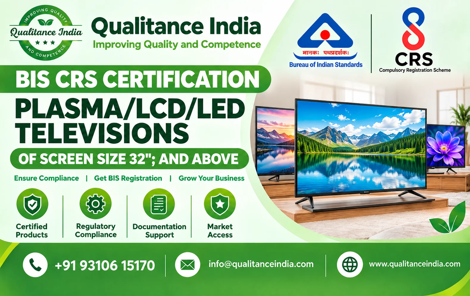 BIS CRS Certification for Plasma/LCD/LED Televisions 32″ & Above | IS 616:2017 & IS 18112:2025