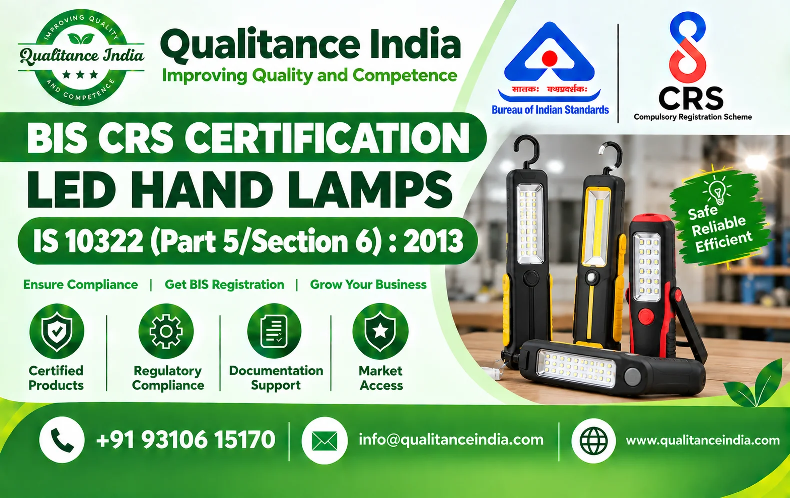 BIS CRS Certification for LED Hand Lamps | IS 10322 (Part 5/Section 6):2013 | BIS Consultancy