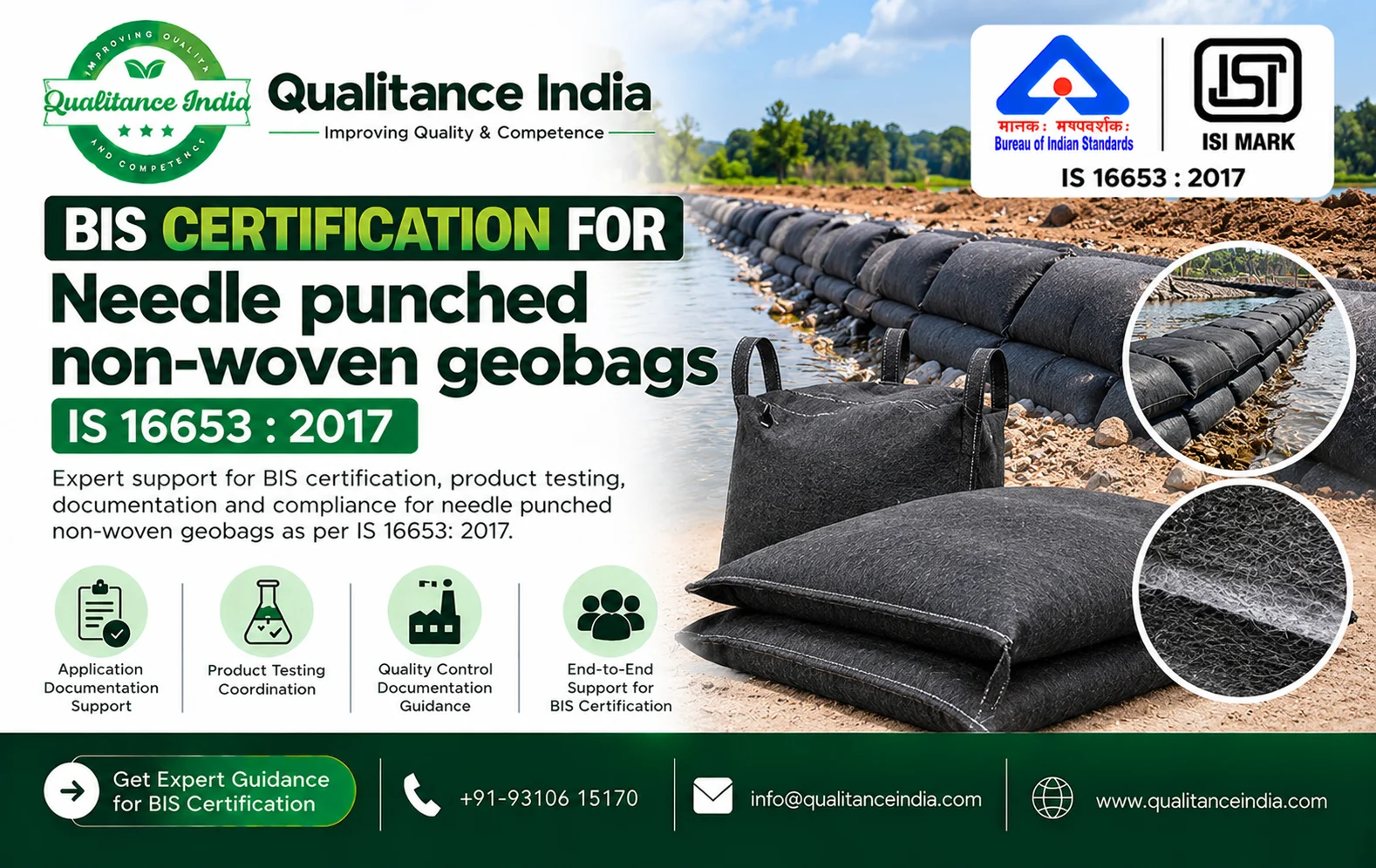 BIS Certification for Needle-Punched Non-Woven Geobags | IS 16653:2017