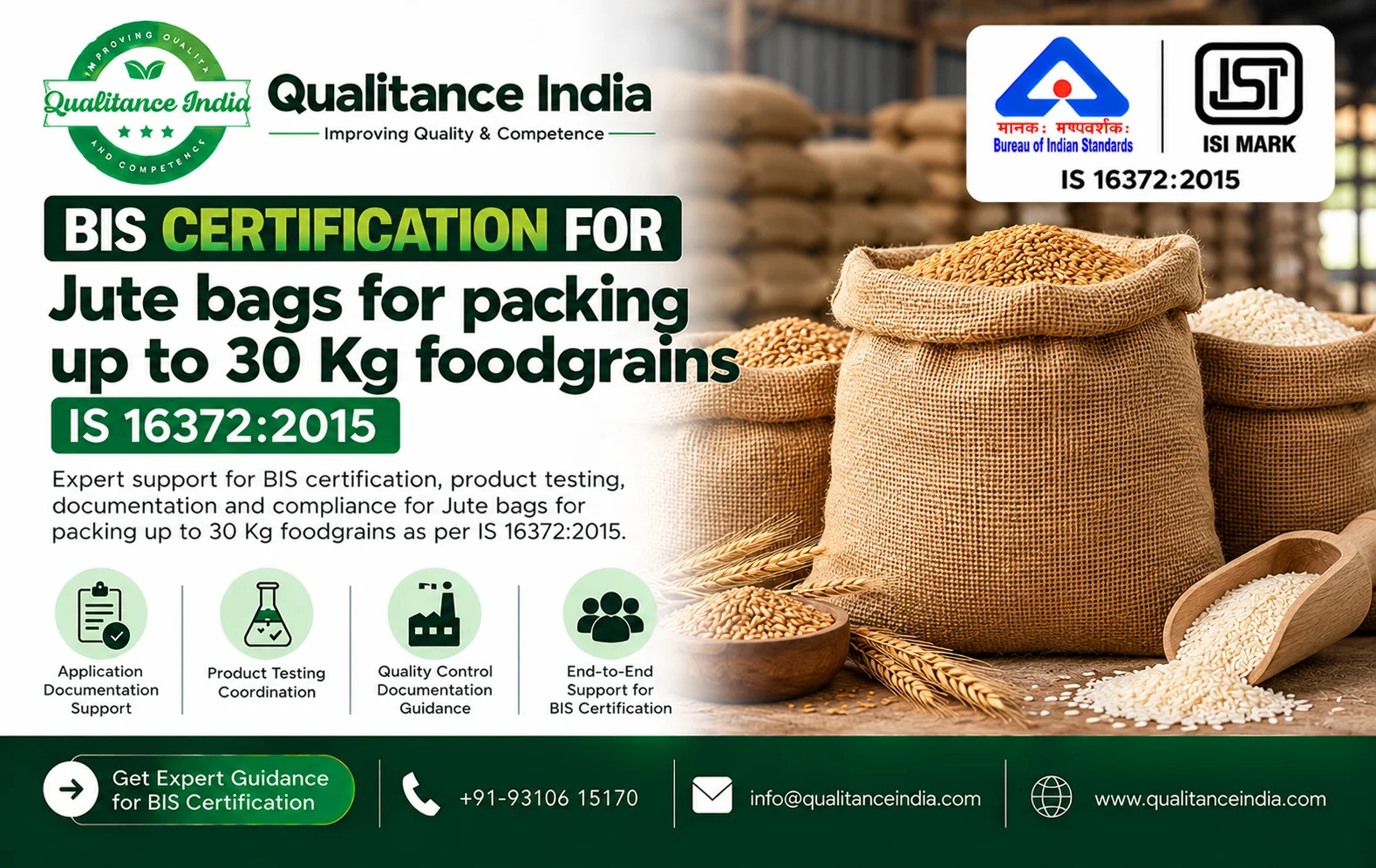 BIS Certification for Jute Bags for Packing up to 30 kg of Foodgrains | IS 16372:2015
