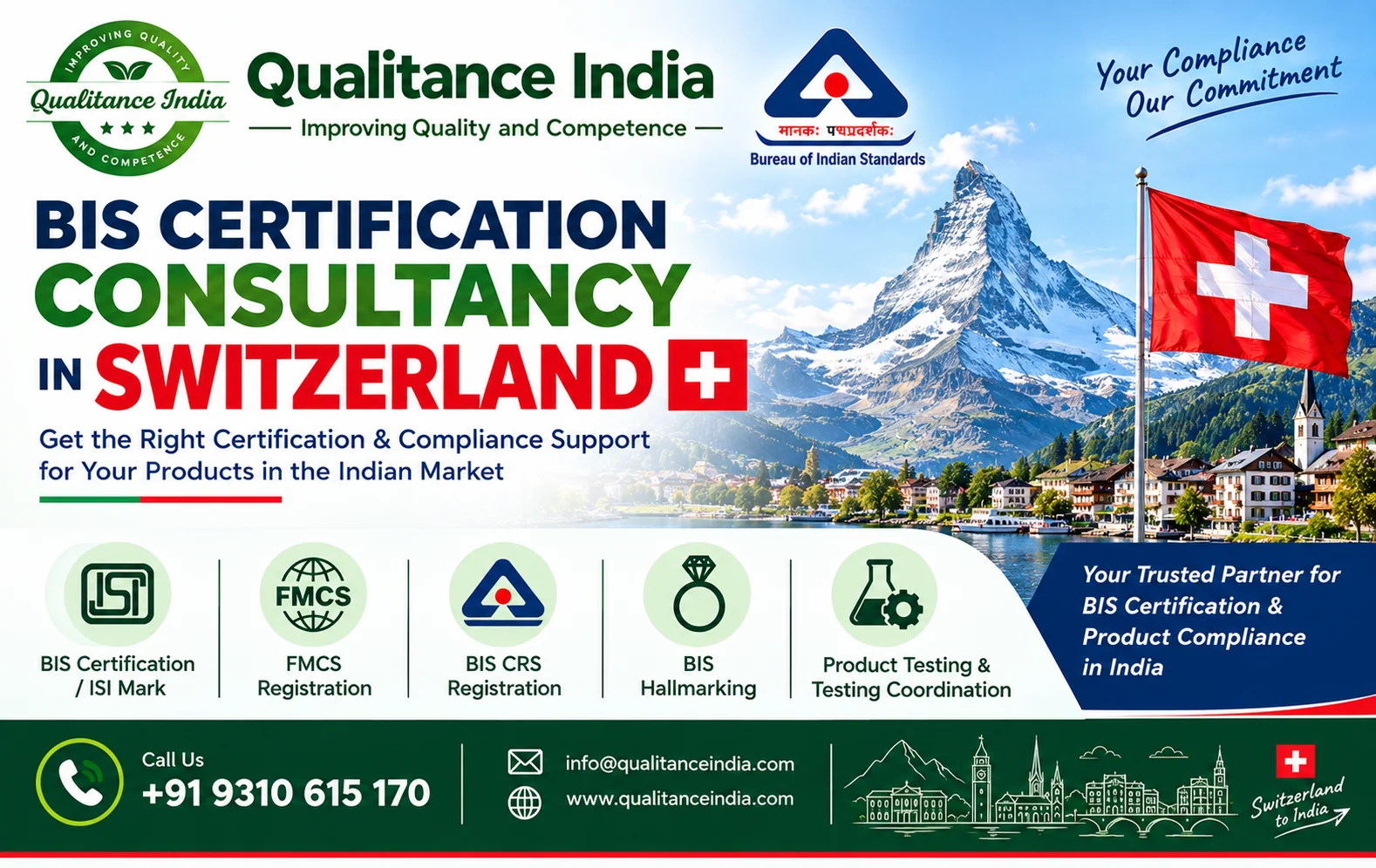 BIS Certification Consultancy in Switzerland | BIS Certification for Swiss Manufacturers and Exporters to India