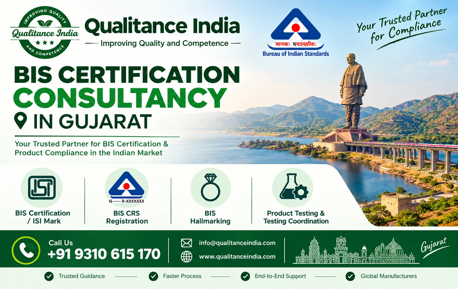 BIS Certification Consultancy in Gujarat | ISI Mark, FMCS, BIS CRS, Hallmarking & Product Compliance | Qualitance India