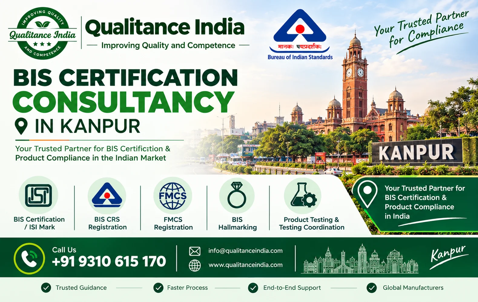 BIS Certification Consultancy in Kanpur | ISI Mark, FMCS, BIS CRS, Hallmarking & Product Compliance | Qualitance India